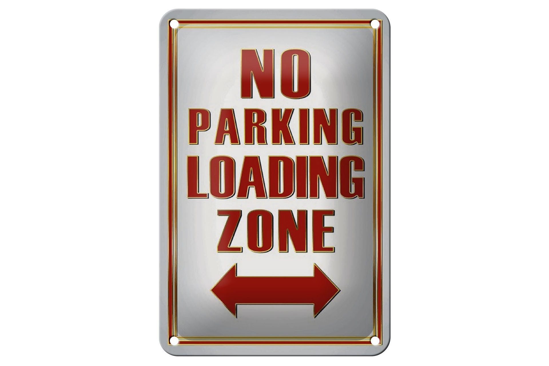 Femer GmbH Metallschild Hinweis 12x18cm No Parking loading Zone, (1 St), gewölbte Oberfläche, abgerundete Ecken, umgeschlagene Kanten