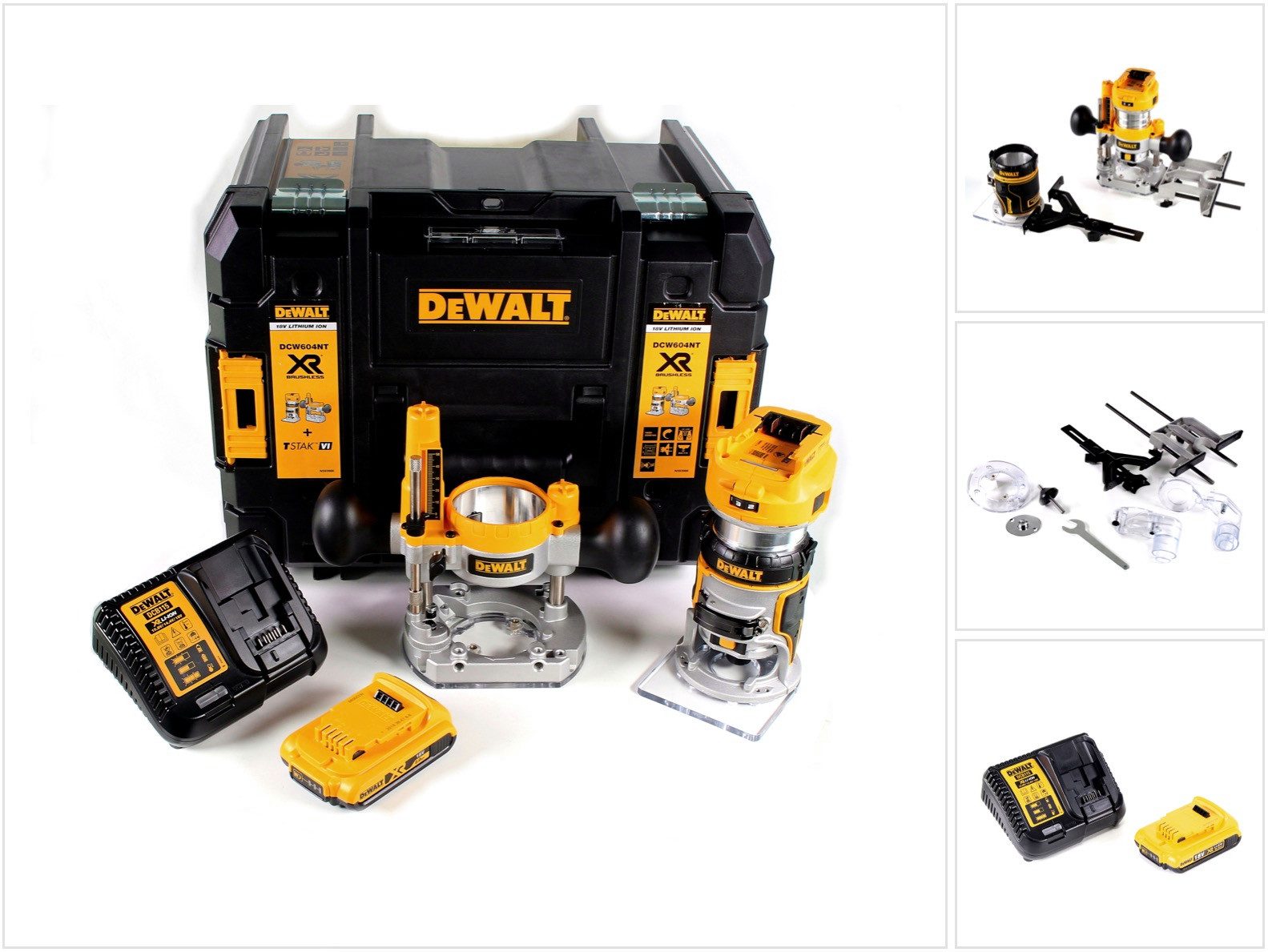 DeWalt Oberfräse DCW 604 D1 Akku Kombifräse 18V 55 mm + 1x Akku 2,0 Ah + 1x Schnelllad