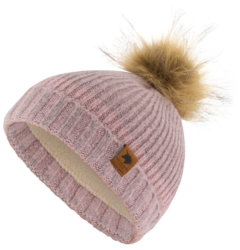 SALT AND PEPPER Bommelmütze Salt & Pepper Mädchen Bommel Strickmütze reflektierend rosa
