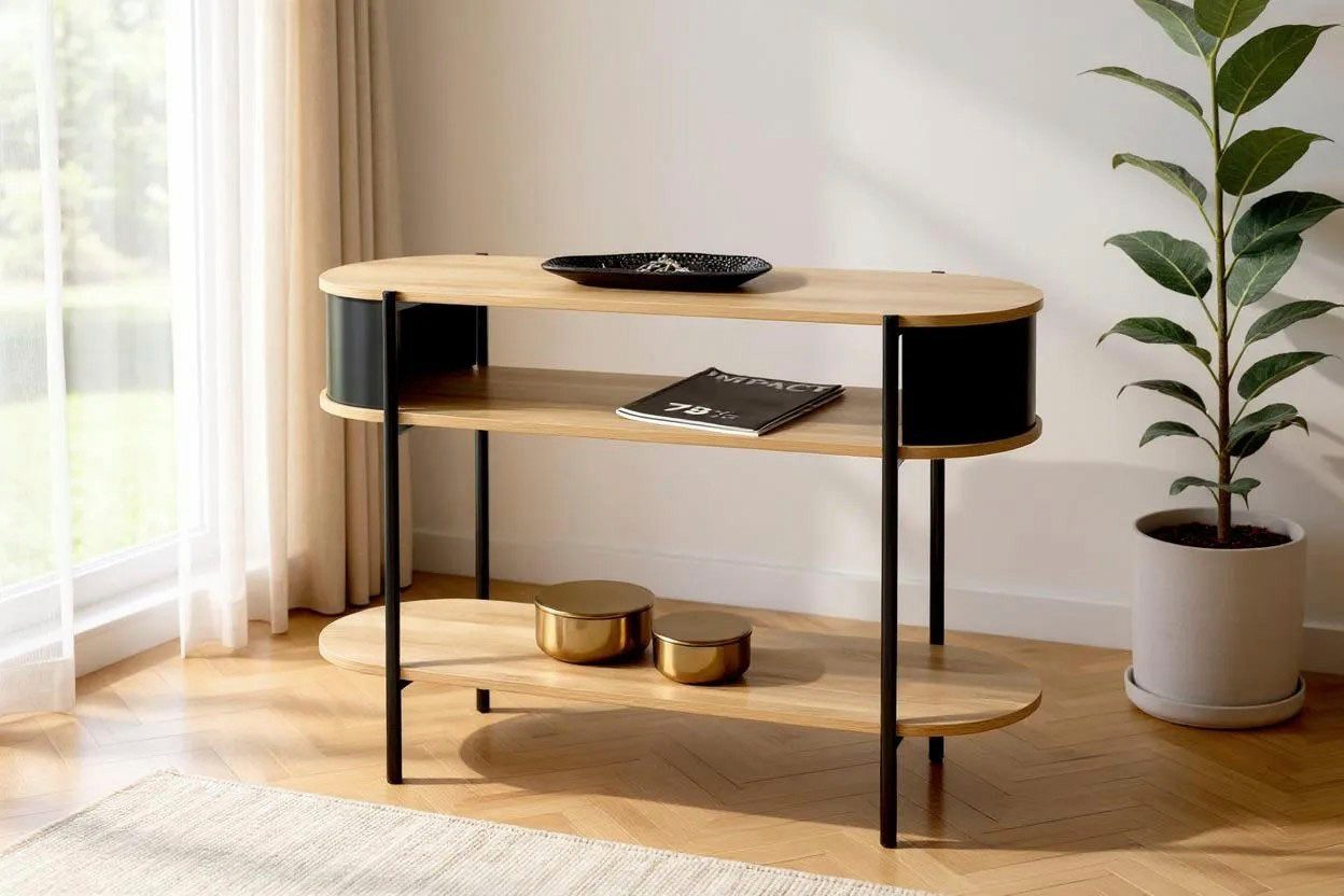 HAKU Konsolentisch Beistelltisch (1-St), oval - aus MDF Braun B/T/H 110/39/76 cm