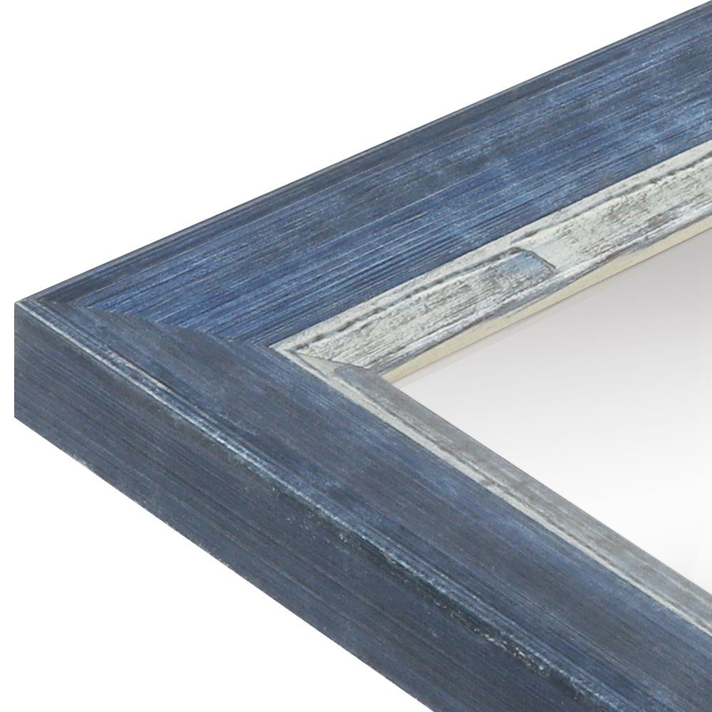 WANDStyle Wandspiegel H640, Blau, aus Massivholz im Shabby Chic Stil