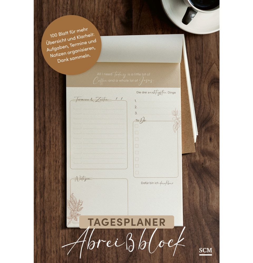 SCM Verlag Notizheft Coffee and Jesus - Tagesplaner Abreißblock