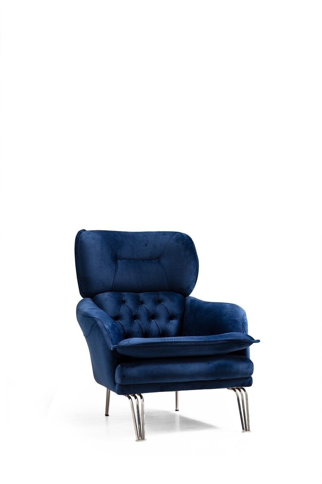 JVmoebel Sessel Blauer Sessel Fernseh Einsitzer Sitzmöbel Lounge Club Relax
