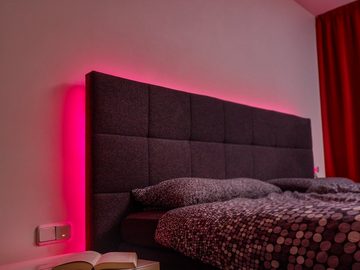 meineWunschleuchte LED Stripe, 2er Set indirekte Beleuchtung Decke & Wand, Licht-band RGB Streifen 5m