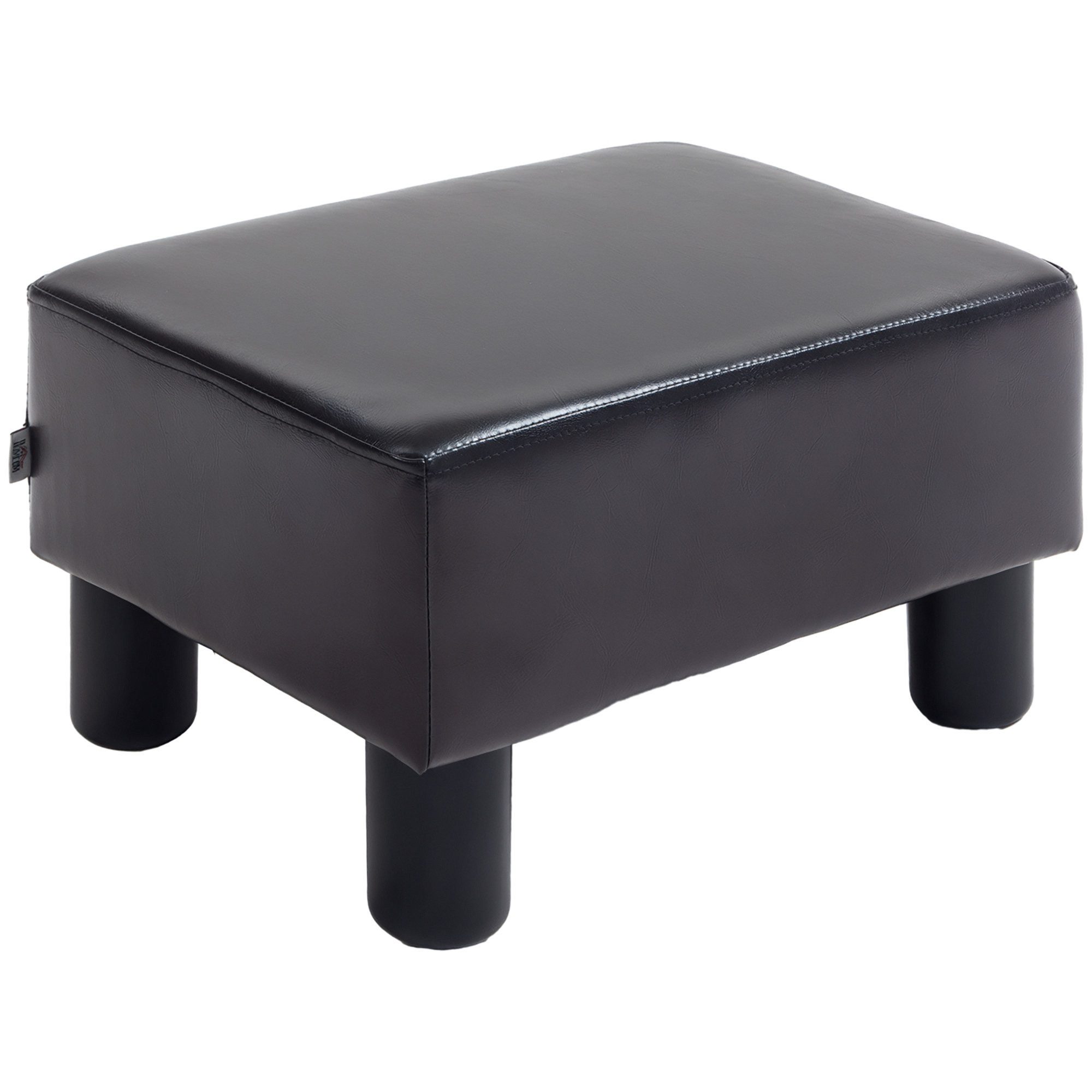 HOMCOM Fußhocker Sitzhocker Hocker mit kunstleder Moderner für Schlafzimmer (Bank Sitzbank, 1 St., Rückenfreier Hocke), Schwarz 40 x 30 x 24 cm
