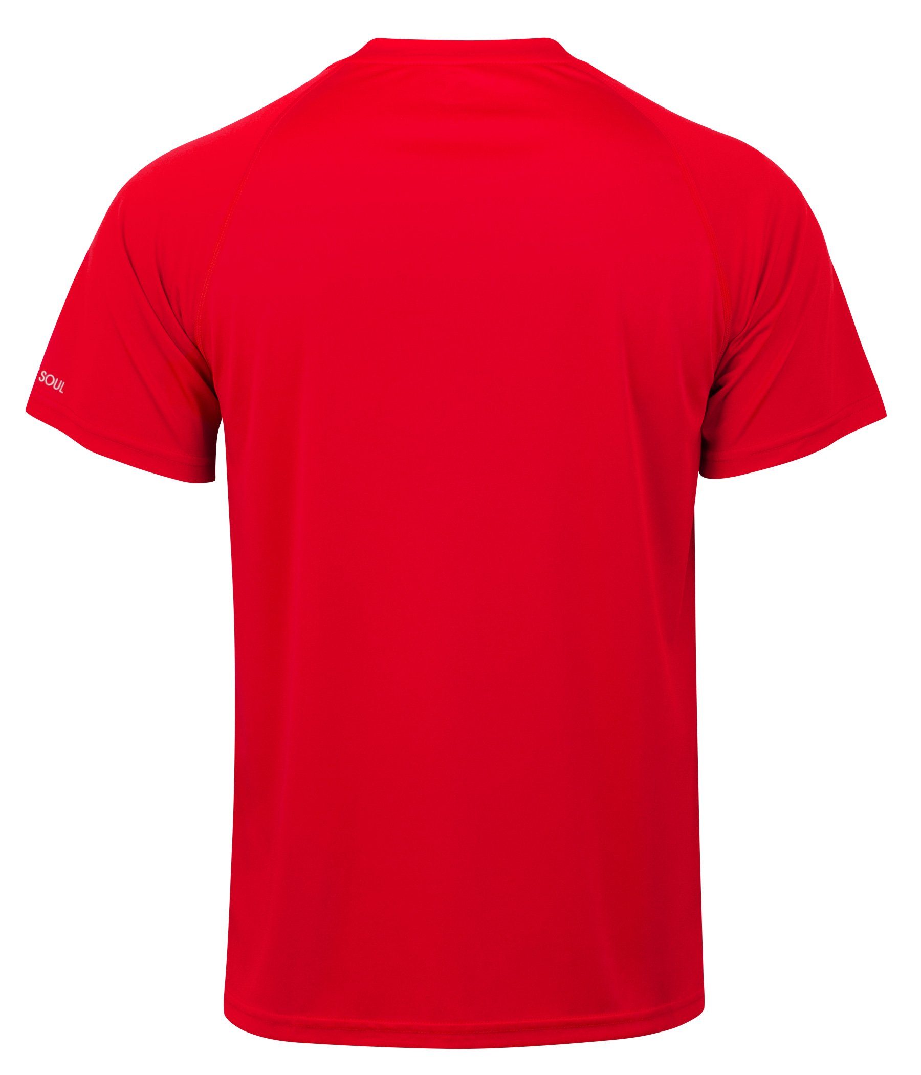 Sportshirt, "Reflect", Funktionsshirt Kurzarm seitlichen Funktionsshirt Soul® Rot mit Mesh-Einsätzen T-Shirt Fitness Stark
