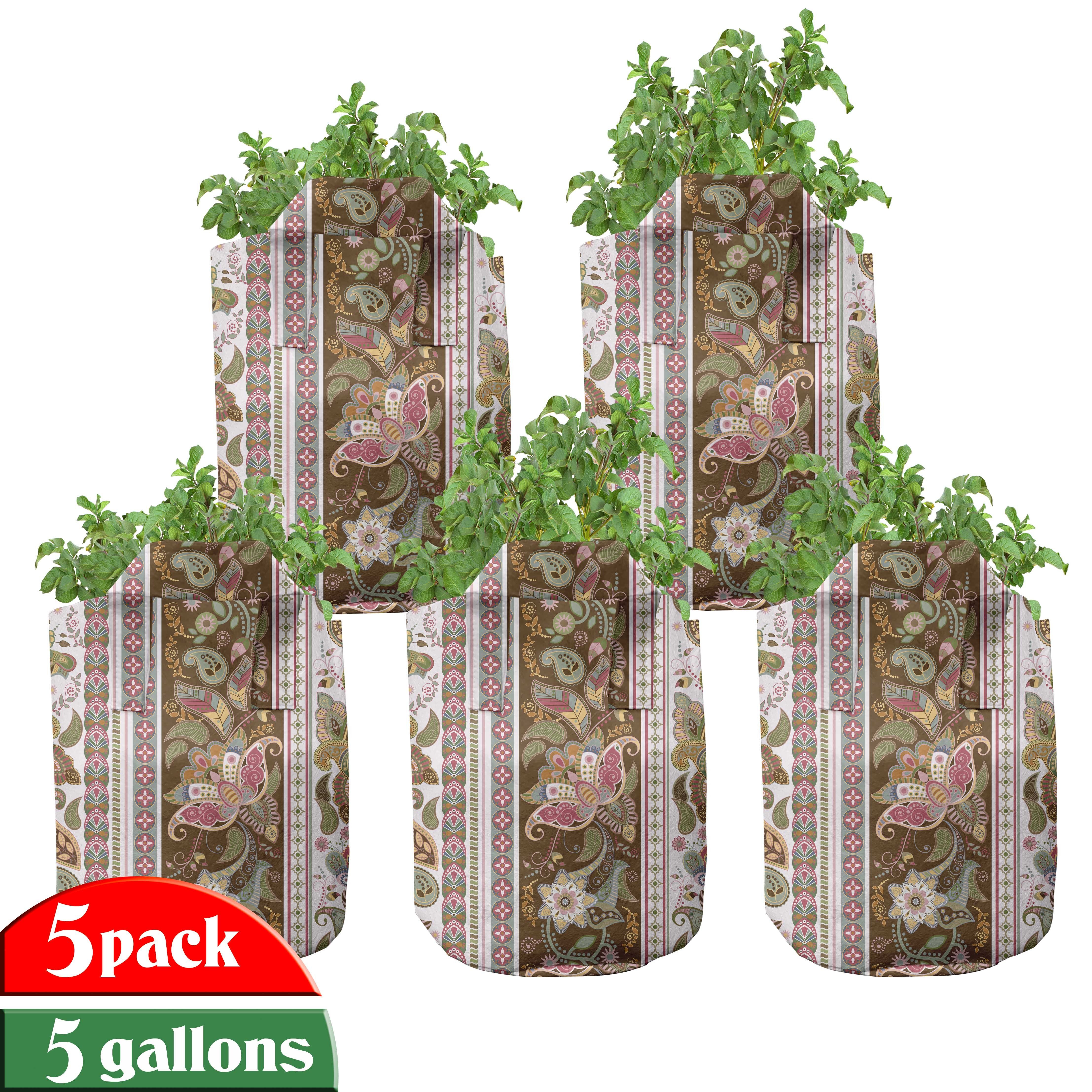 Abakuhaus Pflanzkübel hochleistungsfähig Stofftöpfe mit Griffen für Pflanzen, Bunt Persisch Blumenmuster