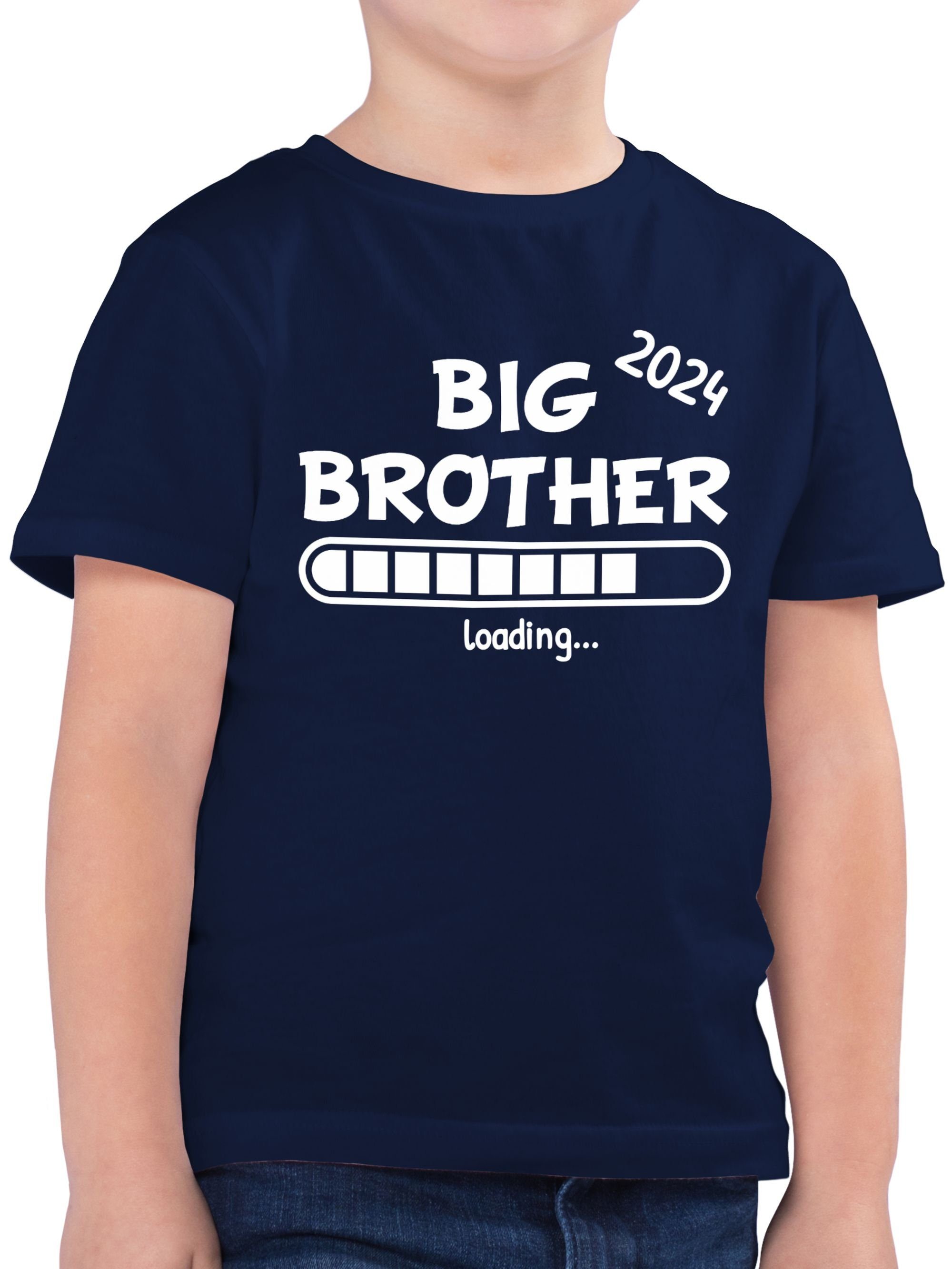 Shirtracer T-Shirt Big loading Brother 1 Geschwister 2024 und Bruder Schwester Dunkelblau