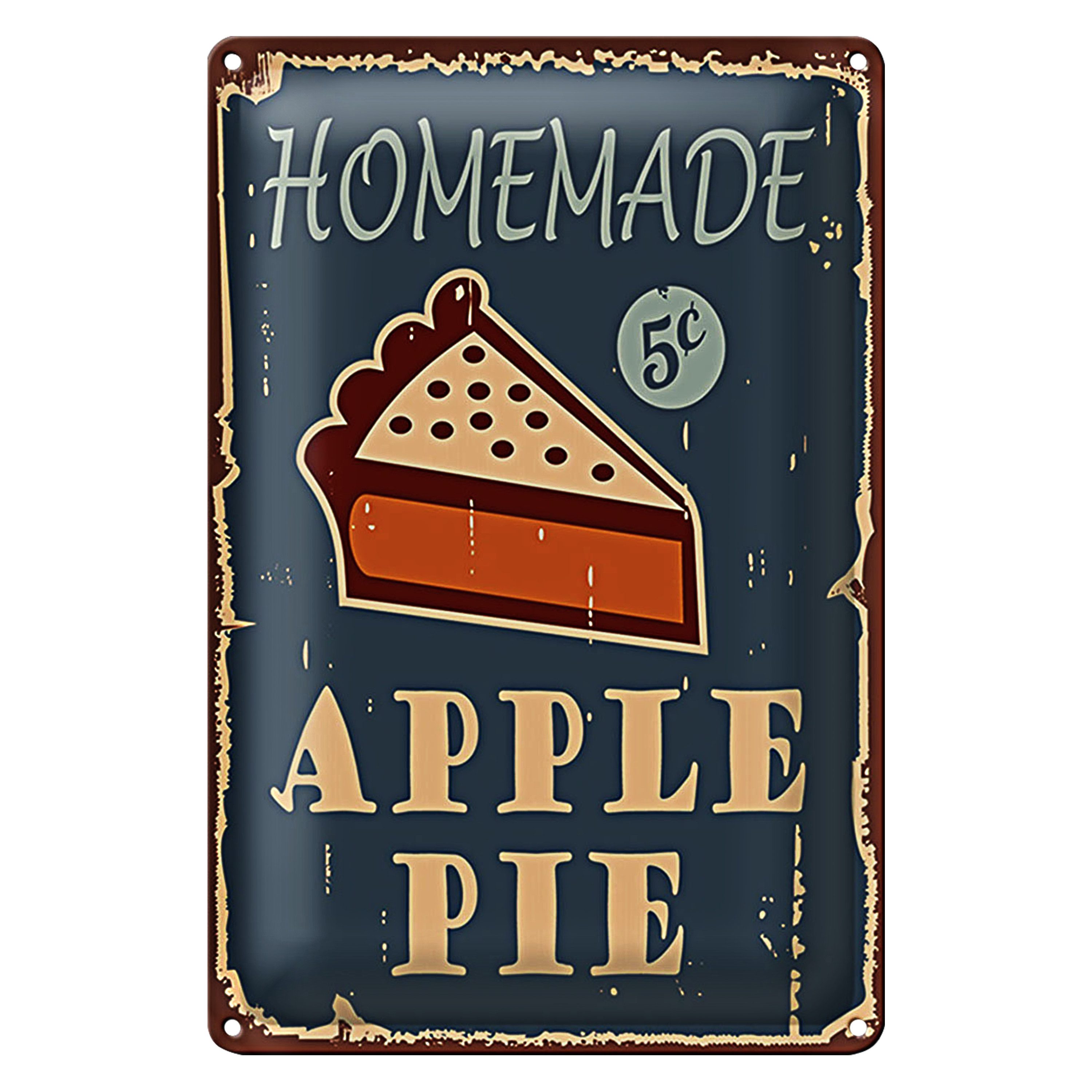 Roomando Metallschild Blechschild Kuchen 20x30cm Homemade Apple Pie Apfelkuchen