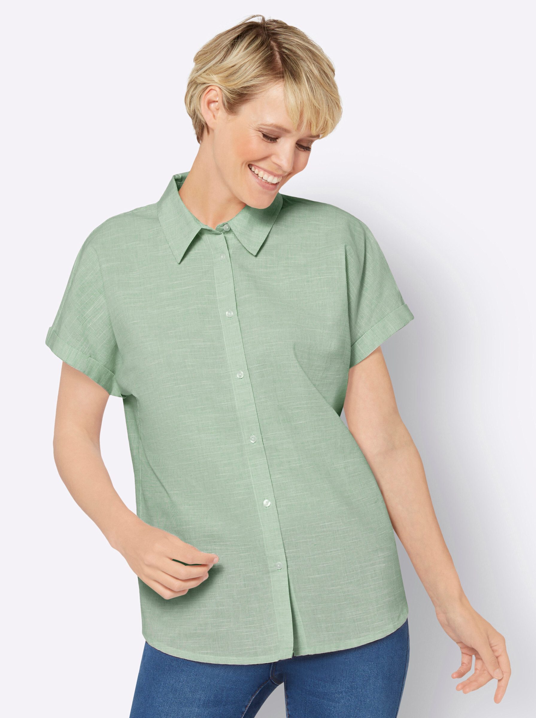 Sieh an! Klassische Bluse Kurzarm-Bluse . günstig online kaufen