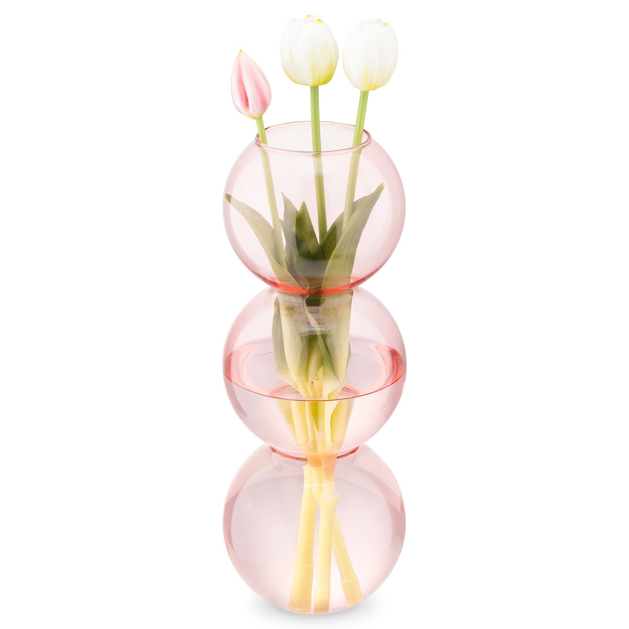 modern Vase Blasenform Wohnzimmer Deko - Blumenvase - Navaris Dekovase rosa Glasvase