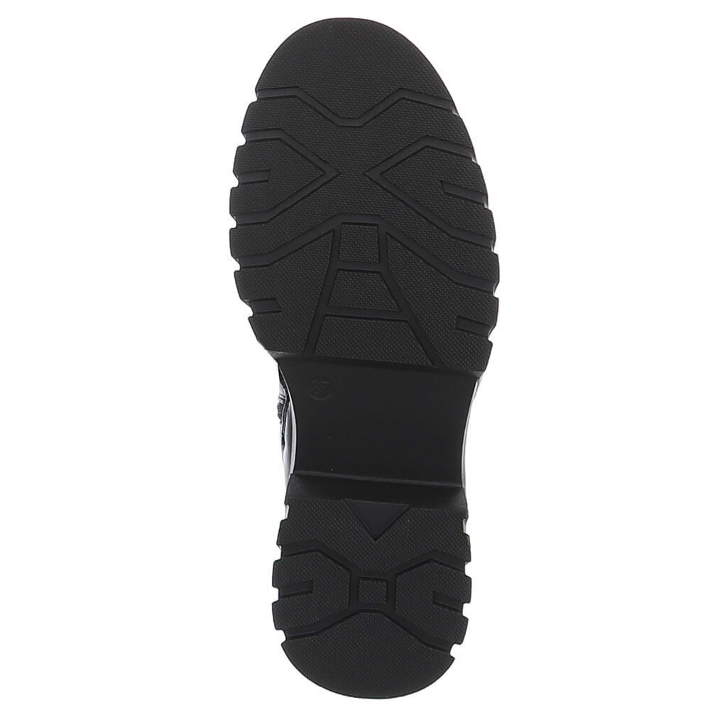 Ital-Design Kniehohe Damenstiefel mit strukturiertem Schaft und Blockabsatz Plateaustiefel (90514848) Blockabsatz Stiefel in Schwarz