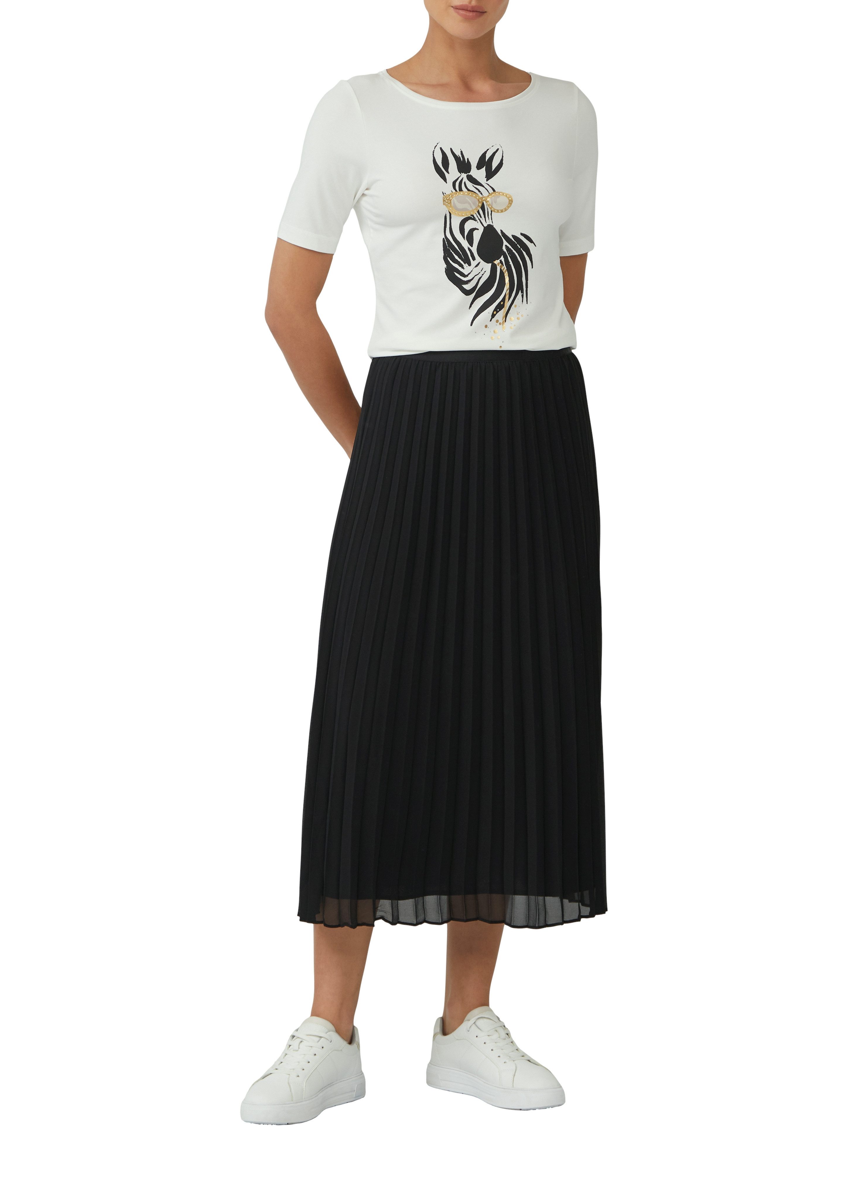 s.Oliver BLACK LABEL Faltenrock mit elastischem Bündchen günstig online kaufen