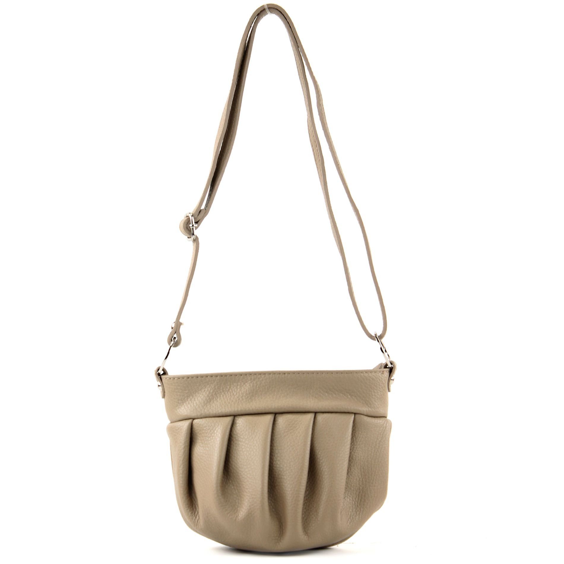 modamoda de Umhängetasche T191v2, Echtleder Handmade in Italy Beige