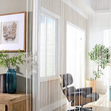 FELIXLEO Raumteiler Fadenvorhang im Tautropfen Design als Raumteiler Festliche Weiß