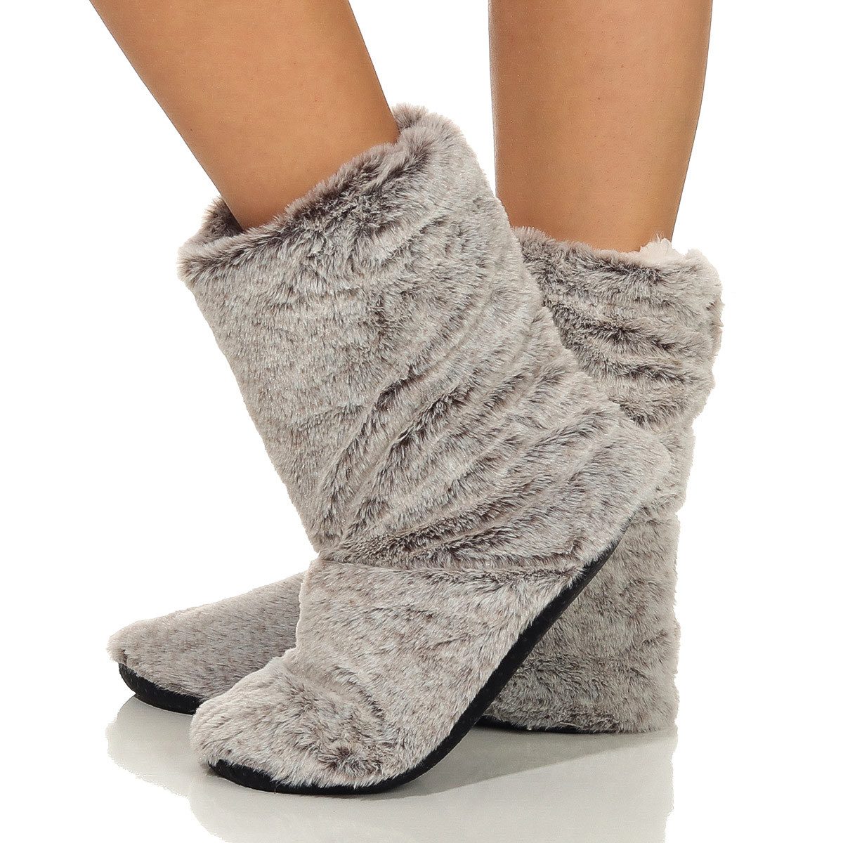 Antonio Damen Hausschuhe 499 35-38 Grau Hüttenschuhe