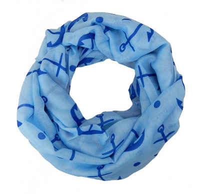 Ella Jonte Loop, breiter maritimer Loop blau mit Anker Motiv
