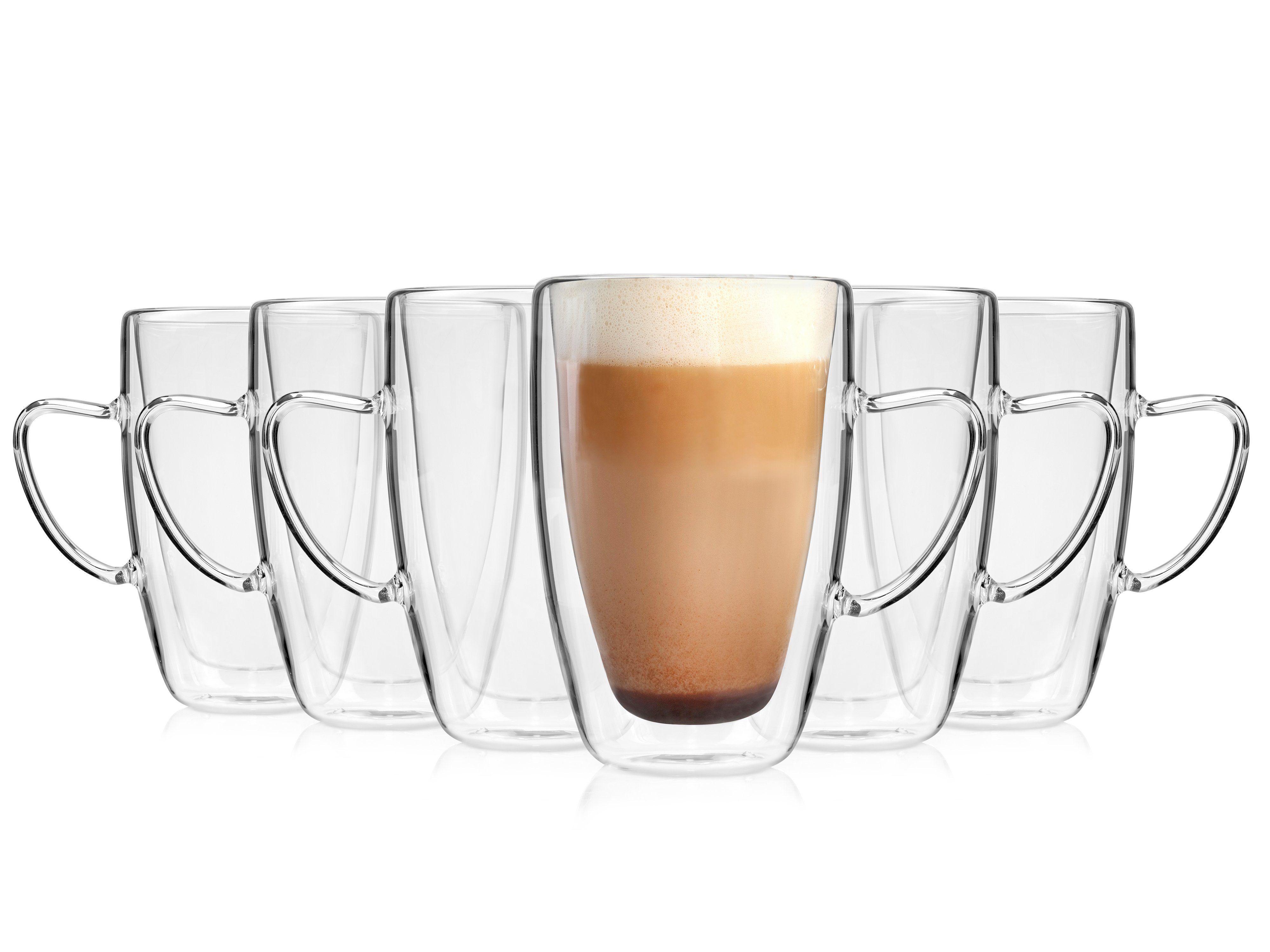 SÄNGER Thermoglas Cappuccino Gläserset doppelwandig, 6-tlg., Glas, 300 ml, spülmaschinengeeignet