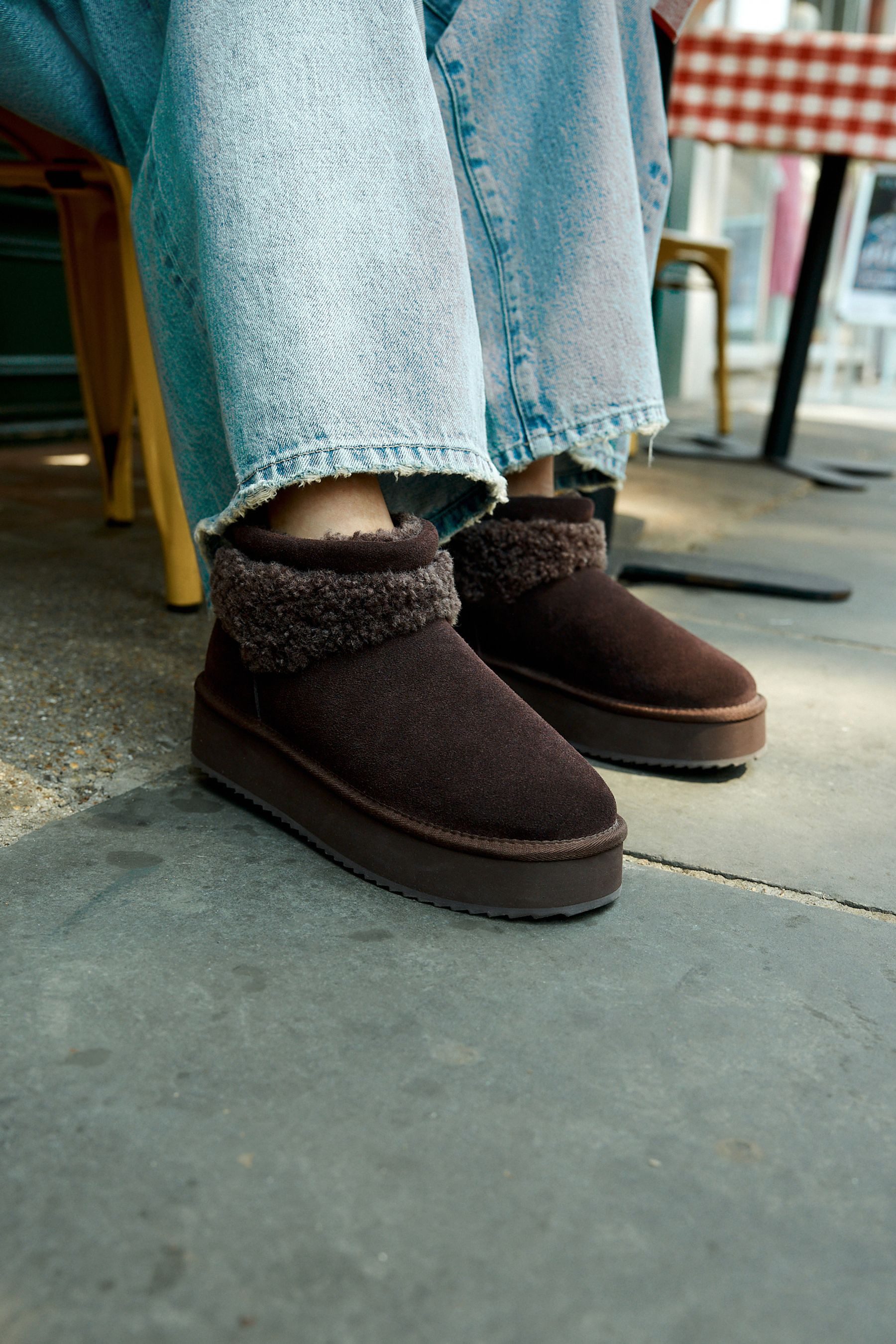 Next Plateau-Stiefel mit Borg-Kunstfell Stiefelette (1-tlg)
