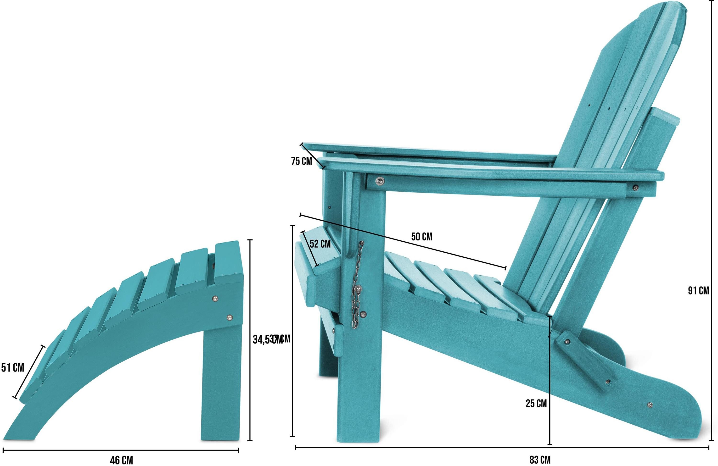 Aspero Gartenstuhl Gartenstuhl Adirondack mit Fußstütze, Gemütlicher Outdoor Sessel – Bild 4 von 5