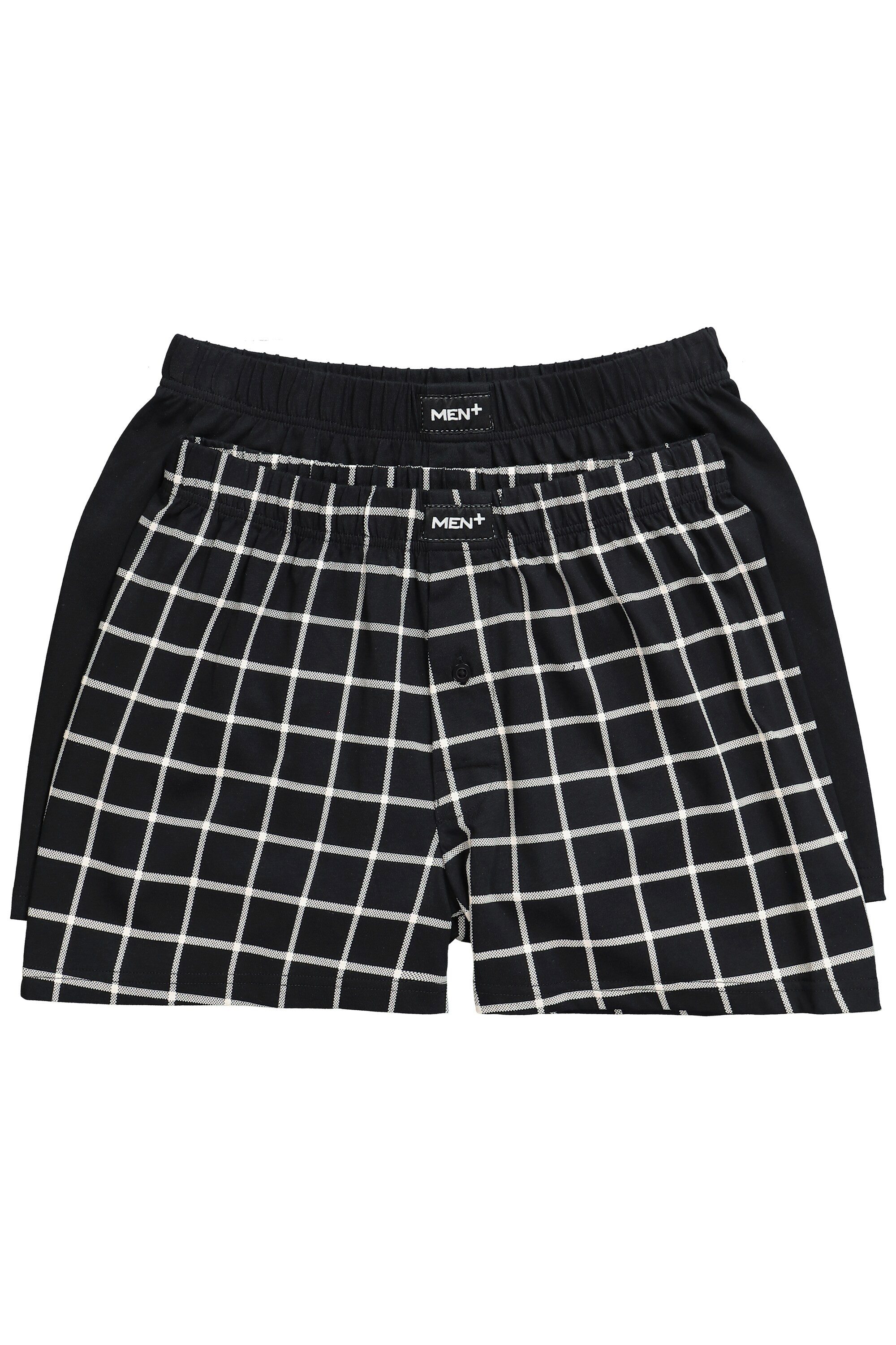 Men Plus Boxershorts Men+ Boxershorts 2er-Pack uni/Karo bis 8 XL