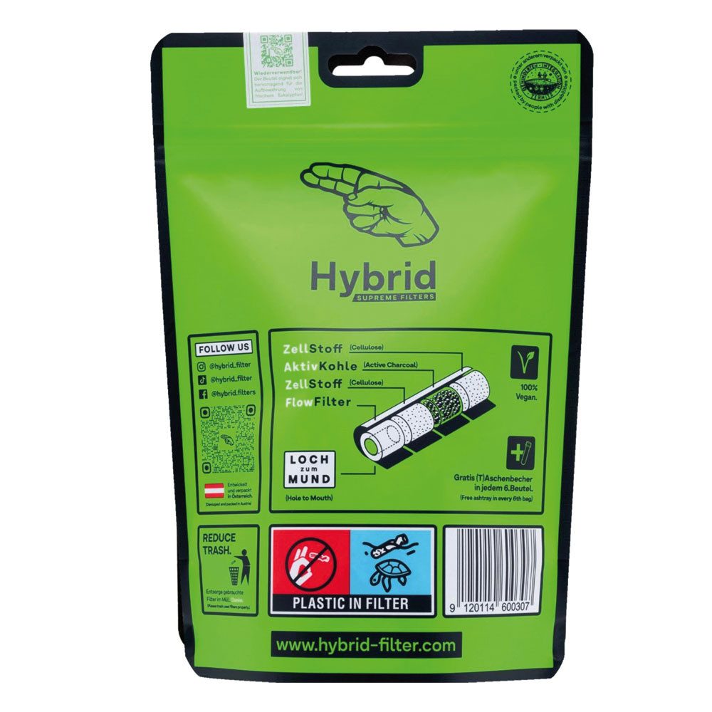 Hybrid Supreme Filters Aktivkohlefilter Aktivkohlefilter, Slim 6,4mm, Weiß, Premium Filter Tips, Hybrid Supreme Filters