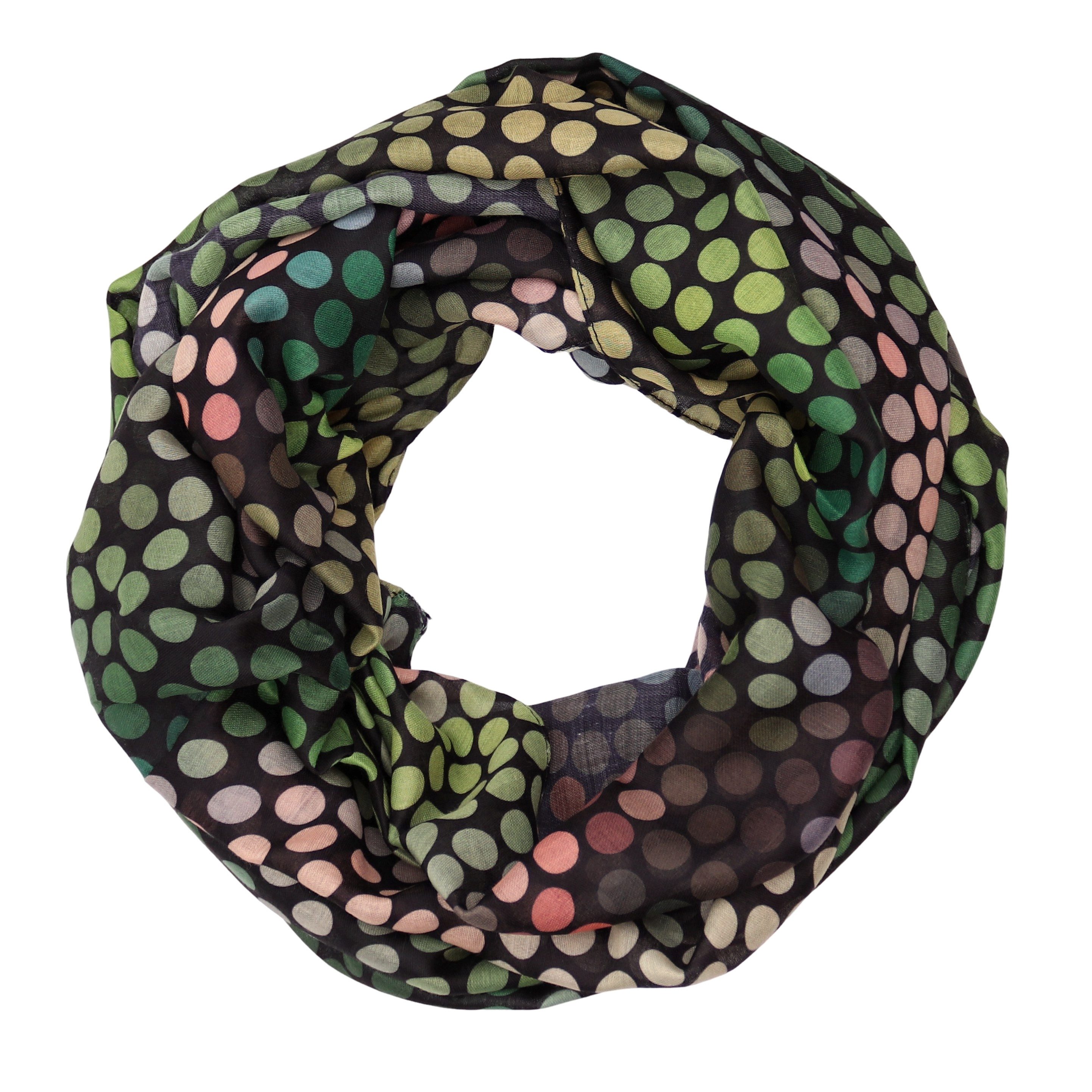 MIRROSI Loop Damen Schal Weich aus 100% Viskose Groß, Schlauchschal, Punktenmuster, (ca.60x80cm; zweimal um den Hals wickelbar), Damen Halstuch Stola ideal für Frühling,Sommer, Herbst oder Winter
