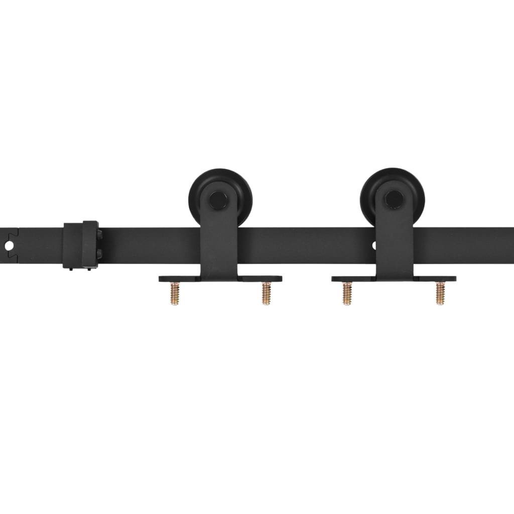 vidaXL Zimmertür 200 cm Schiebetürbeschlag-Set 200 cm Stahl Schwarz inkl Schienen Roll