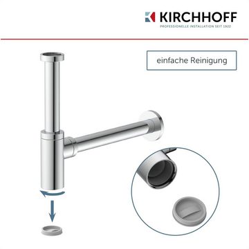 Kirchhoff Siphon Design Flaschensiphon inkl. Reinigungsöffnung, Röhrengeruchsverschluss für Waschbecken/Waschtische