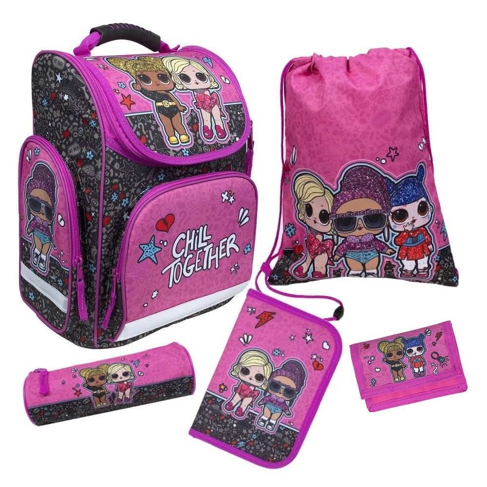 Familando Schulranzen Clou (Set, 5-tlg., inkl. Federmäppchen), LOL Surprise Dolls Puppen