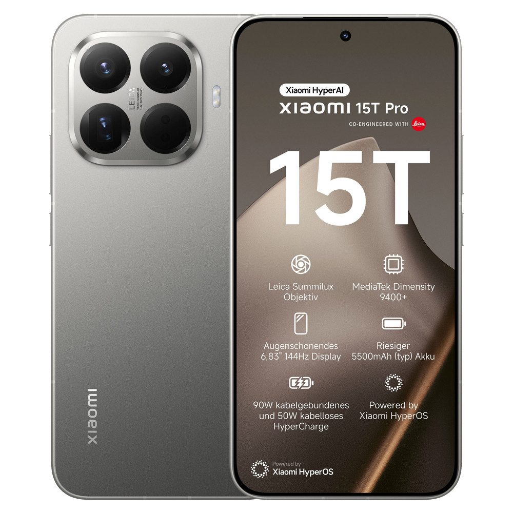 Xiaomi 15T Pro 12+512GB Smartphone Leica Summilux Objektiv Handy (50 MP Kamera, 6,83" 144Hz augenschonendes Display, Leica Summilux Objektiv)