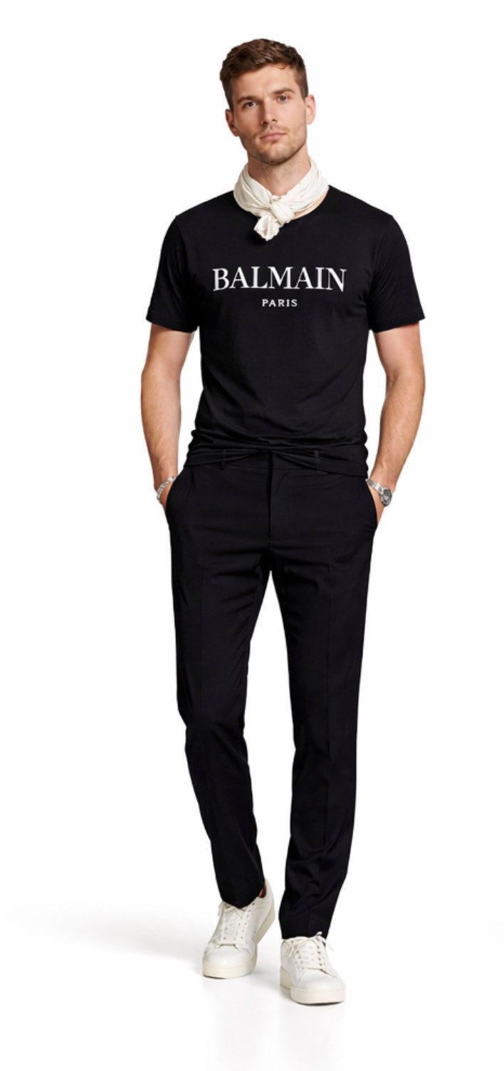 Balmain Paris T-Shirt Herren Logo Tee Straight Fit High-End-Look einen Hauch von Pariser Opulenz