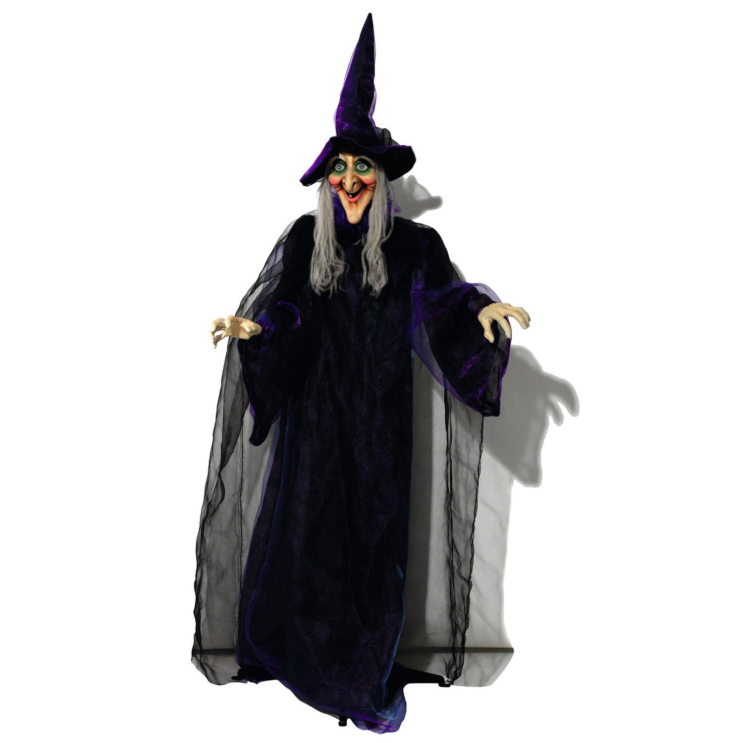 Dekofigur Halloween Figur Hexe, animiert 175cm - Licht und Geräusche