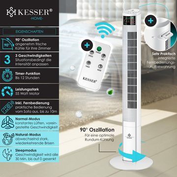 KESSER Turmventilator, Turmventilator mit Fernbedienung 120 cm Oszilation 55W