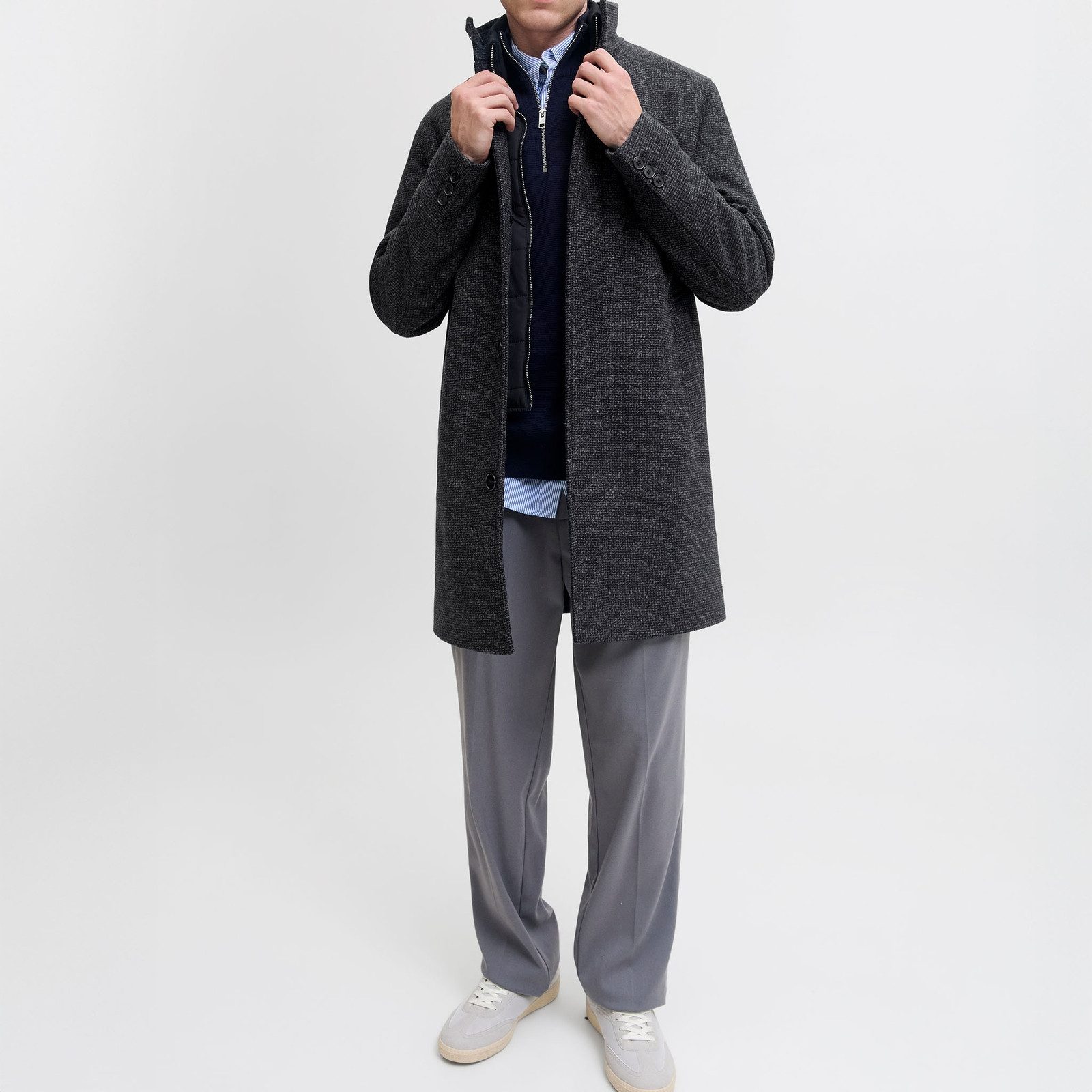 Jack & Jones Kurzmantel KEITH Wool Blend Stancollar Coat SN mit Windschutzb günstig online kaufen