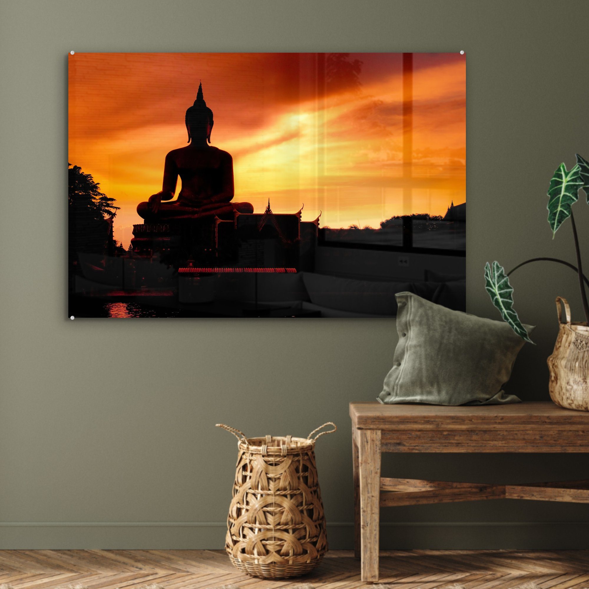 & Sonne, Buddha - Schatten St), Acrylglasbild - MuchoWow Wohnzimmer (1 Acrylglasbilder Schlafzimmer