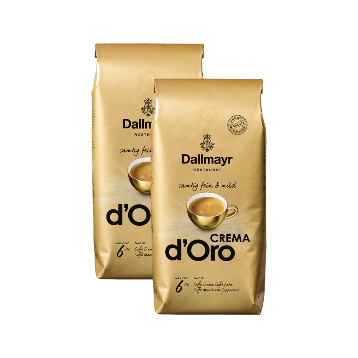 DALLMAYR Kaffee, Dallmayr Kaffee Crema d Oro Ganze Bohnen samtig fein 1000g 2er Pack
