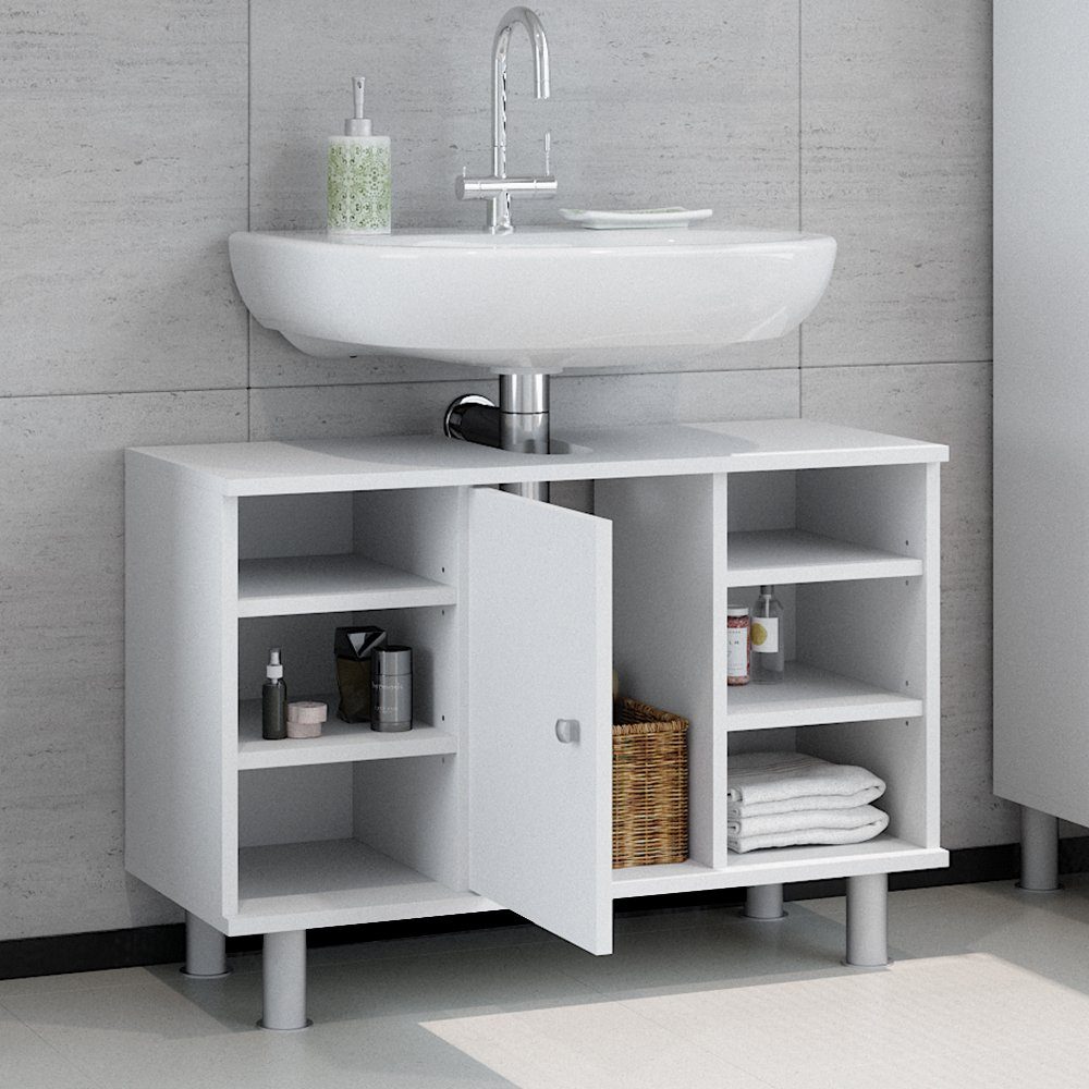Vicco Waschbeckenunterschrank Fynn, Weiß, 80 x 54 cm (1-St) – Bild 5 von 5