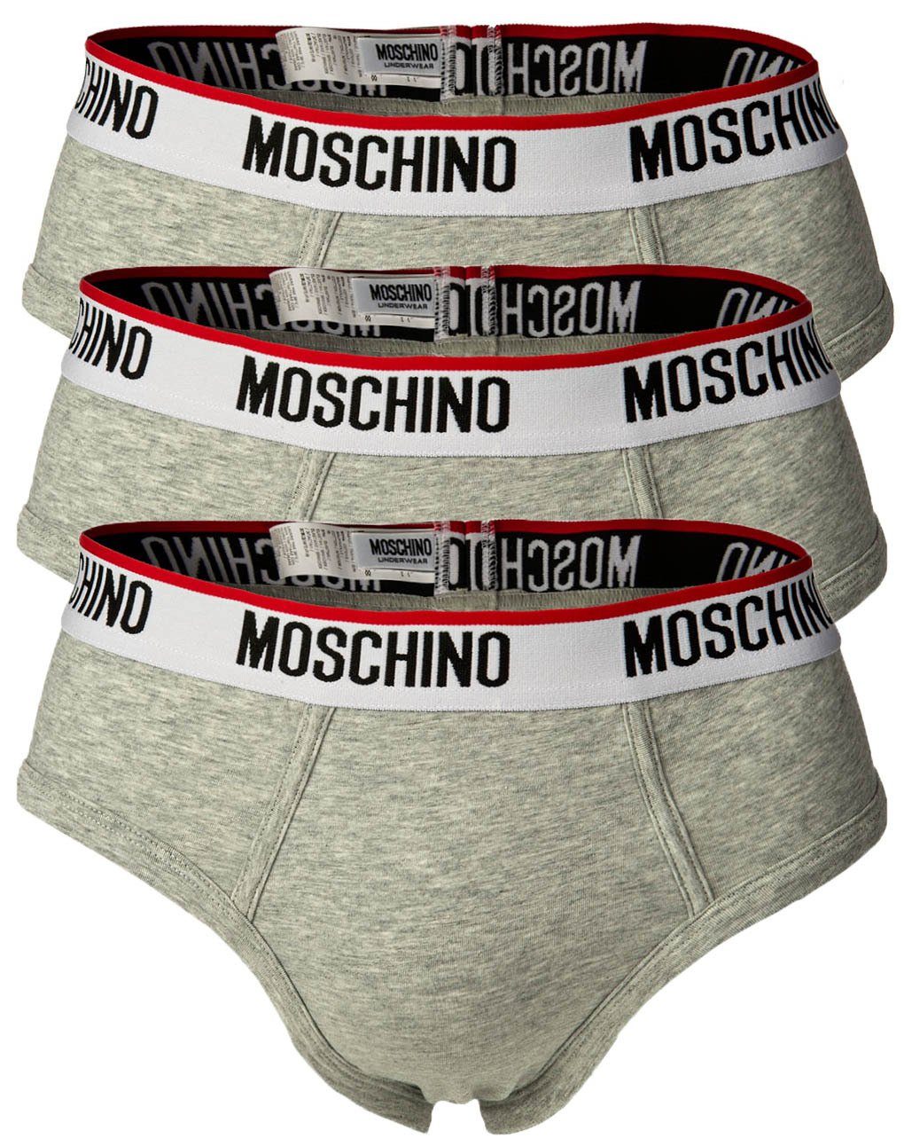 Moschino Slip Herren Slips Briefs, Cotton Pack Unterhose, 3er - Grau