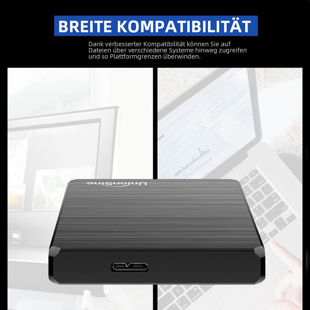 UnionSine USB 3.0 Externe Festplatte HD007 750GB 2,5" HDD PC Laptop Speicher externe HDD-Festplatte (750GB) 2,5", 103 MB/S Schreibgeschwindigkeit, für PC, Laptop, PS4, PS5, Xbox - kompatibel mit Windows, Mac, Linux