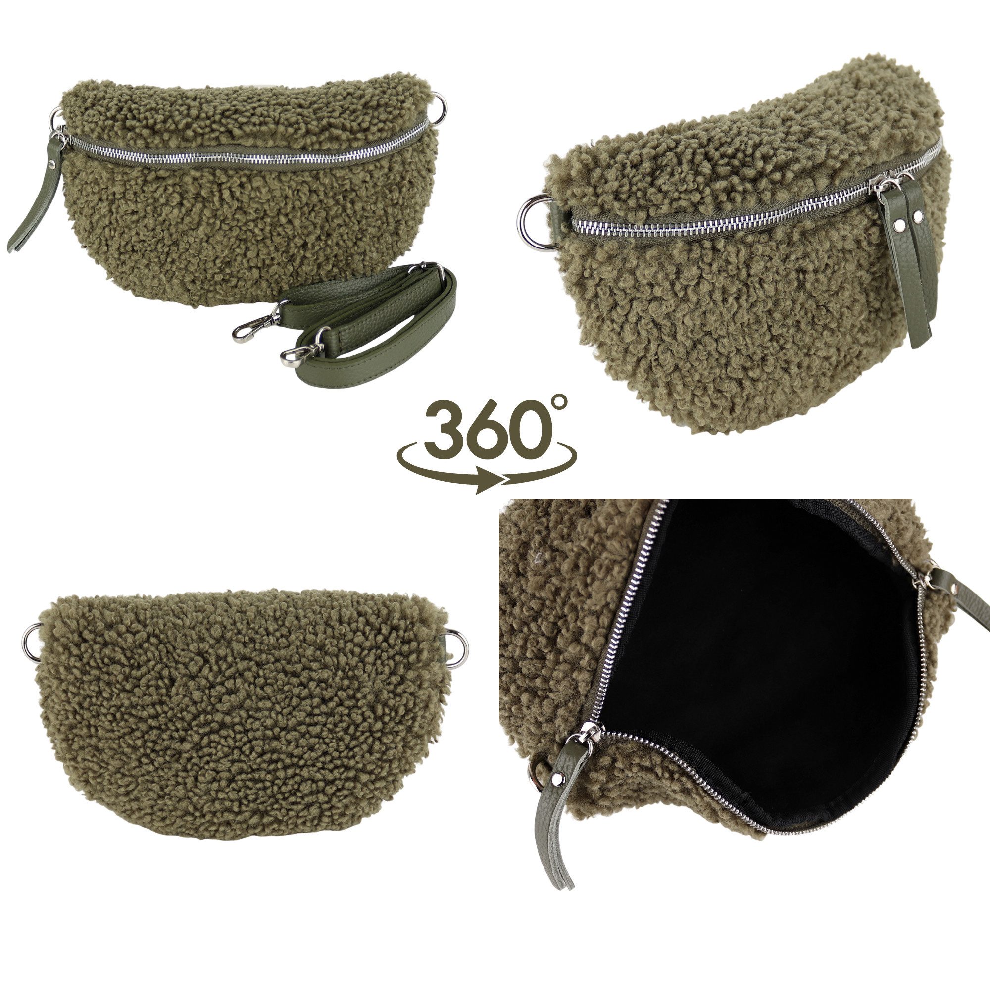 MIRROSI Bauchtasche Damen Brusttasche Plüsch, Teddyfell, Made in Italy (28x günstig online kaufen