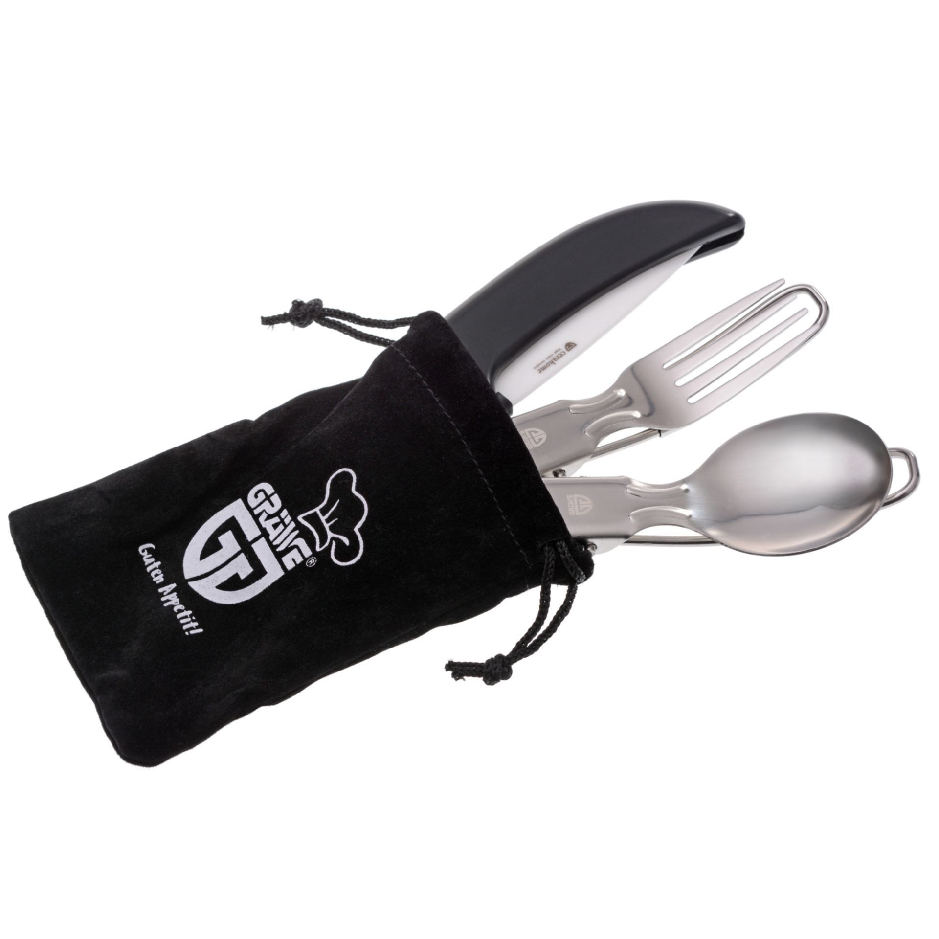 GRÄWE Campinglöffel (3 Stück), Edelstahl-Campingbesteck 3-tlg klappbar