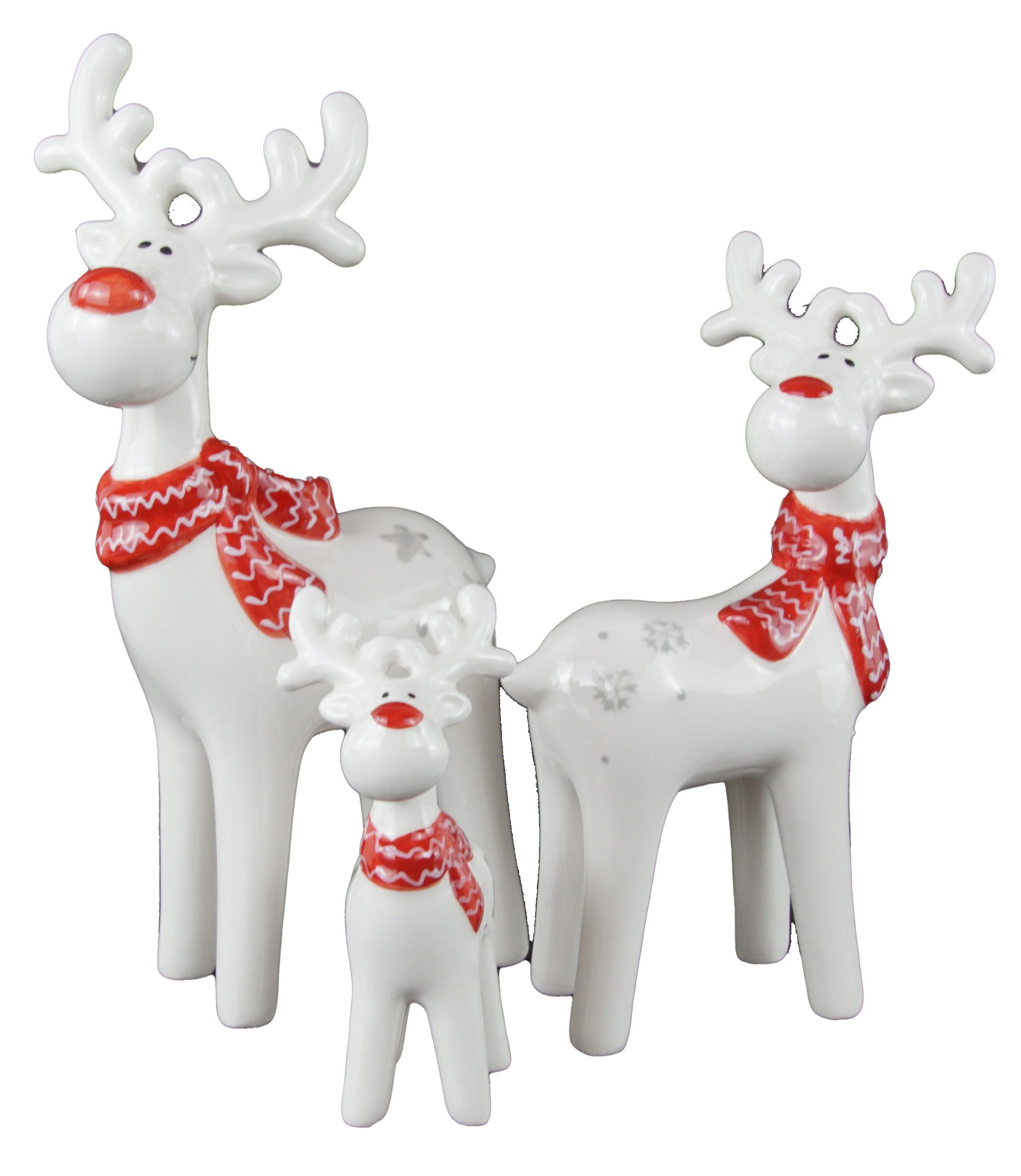 Dekofigur Winterliches 3er Set Elch mit rotem Schal