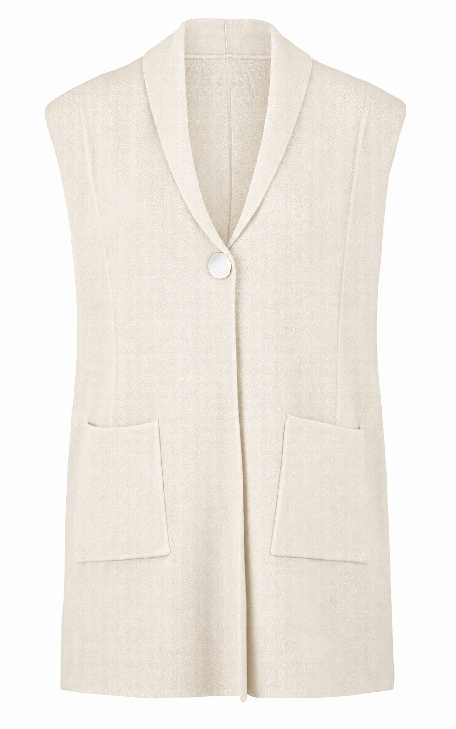 dy_mode Longweste Damen Strickweste Ärmellose Longweste Elegante Feinstrickweste Unifarben, mit Reverskragen in Blazer-Optik