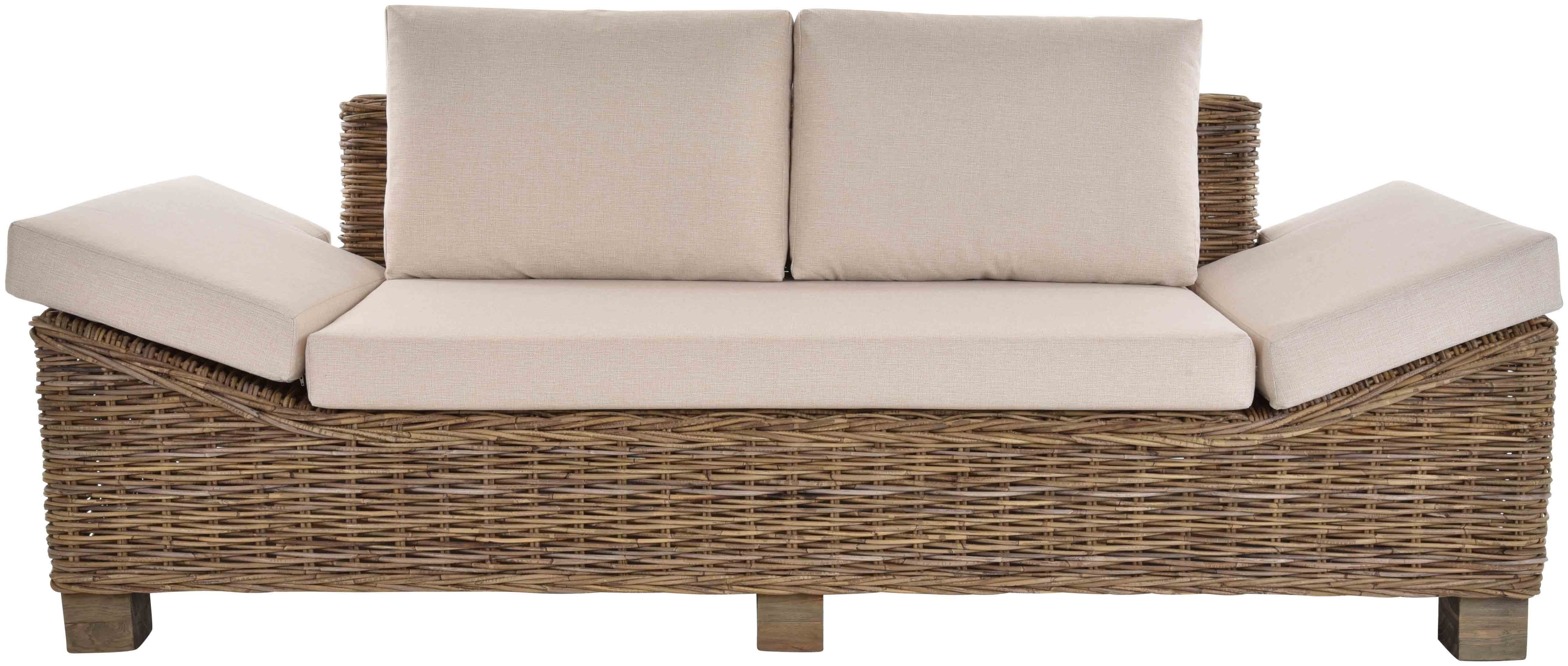 Krines Home Couch Wintergarten, Liegesofa Rattansofa Dreisitzer, Elegante Big-Sofa Elegant Wohnzimmer Natur