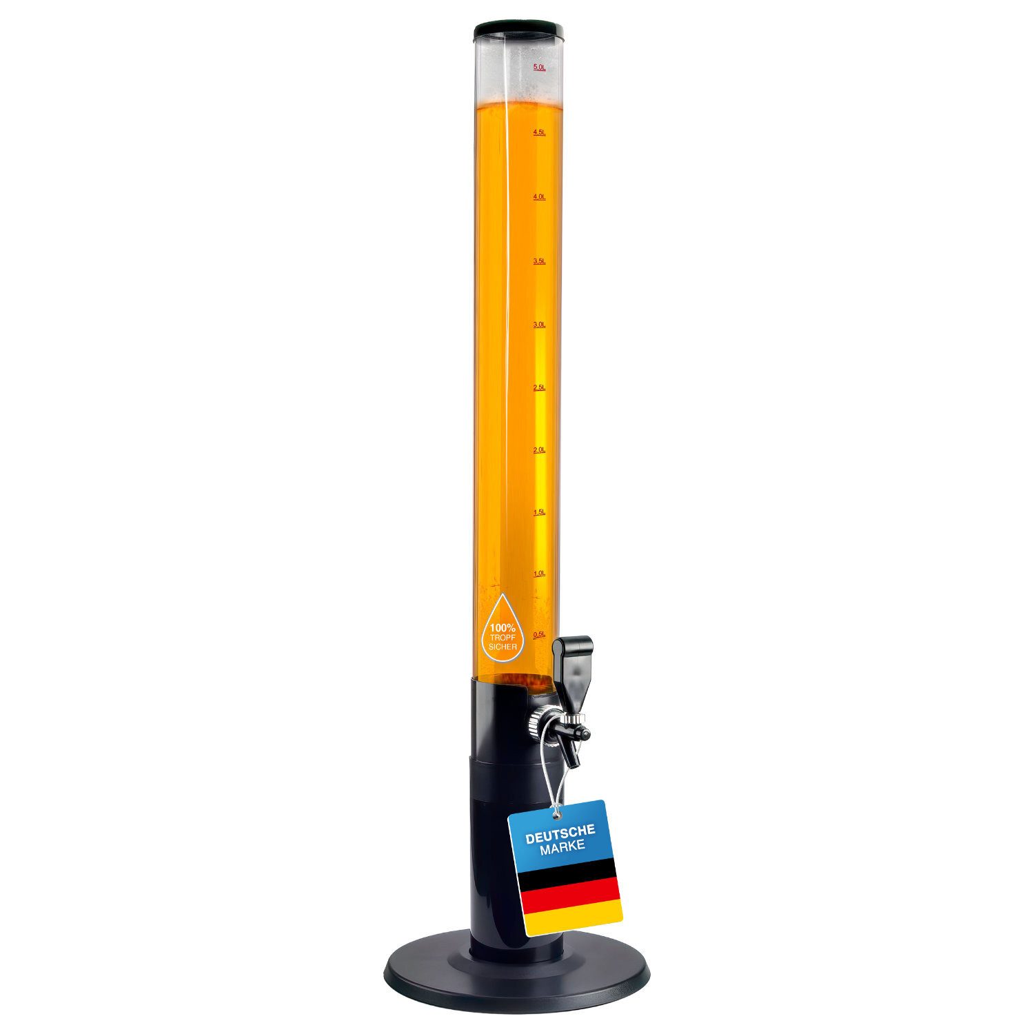 Goods+Gadgets Trinksystem Biersäule mit Zapfhahn Getränkespender Party Fass Bier Tower