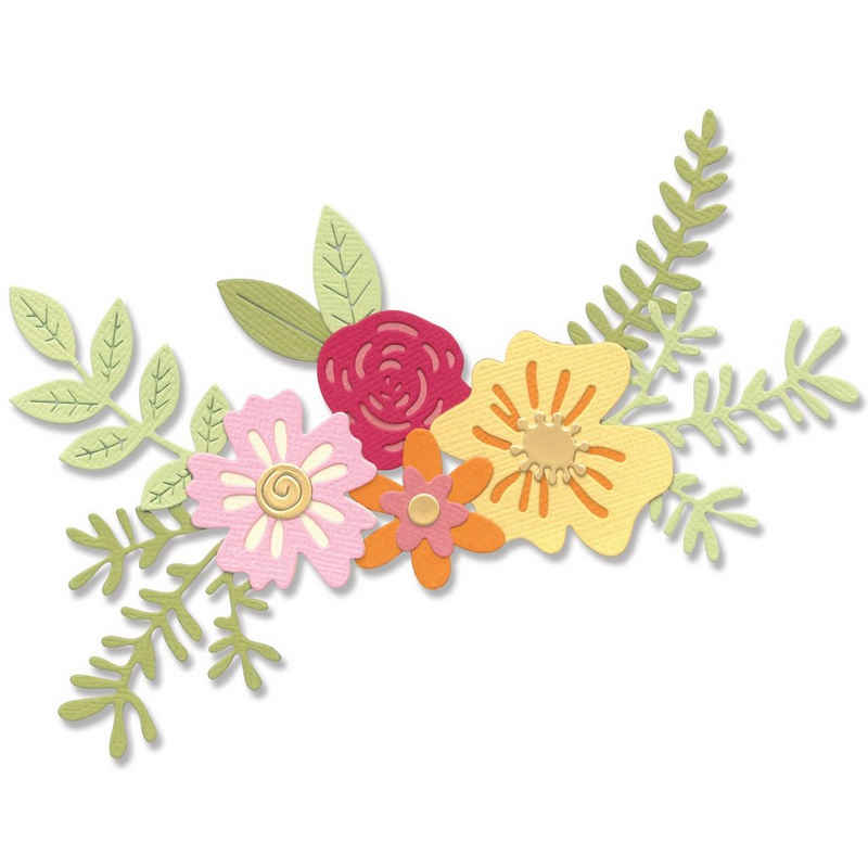 Sizzix Motivschablone Thinlits Stanzschablone Floral Cluster, 15 Teile