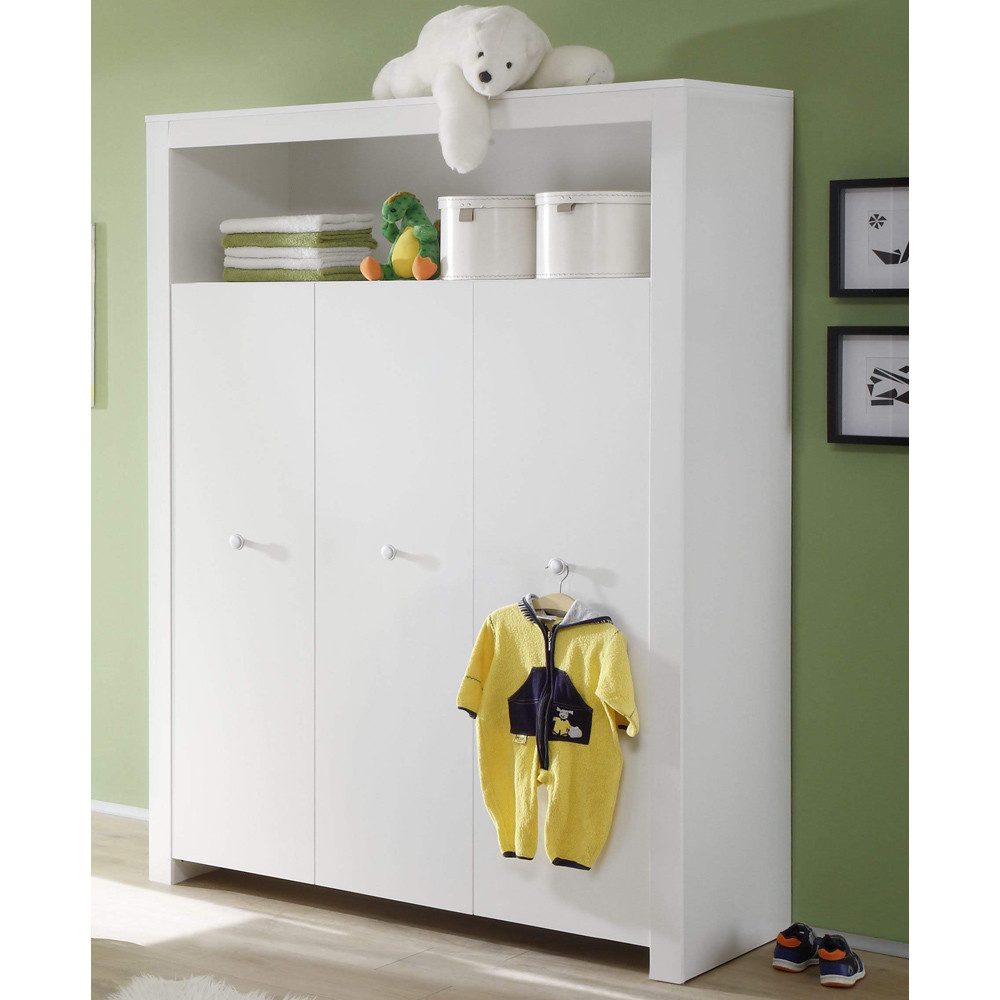 Lomadox Kleiderschrank OLBIA-19 Kinderzimmer Schrank in Weiß, 130x186x54 cm