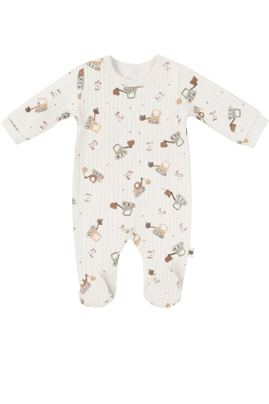 Lorey Medtec Strampler Jungen, Baby Strampler mit Fuß, Weiß, 100 % Baumwolle, Bagger-Motiv