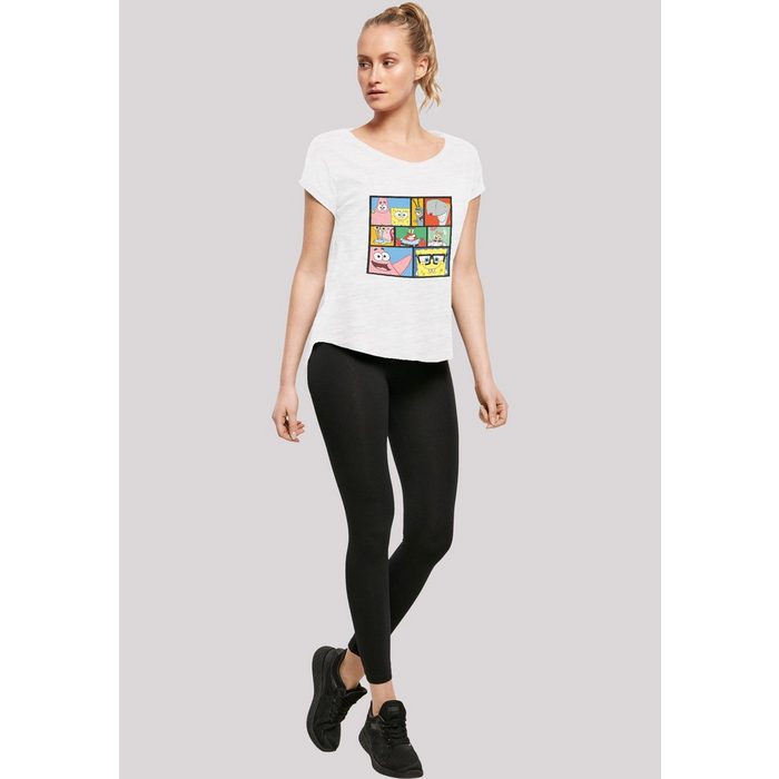 F4NT4STIC T-Shirt Long Cut T Shirt 'Spongebob Schwammkopf Collage' Damen Premium Merch Lang Longshirt Bedruckt